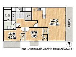 進和北楠アーバンライフ 2LDKの間取図画像