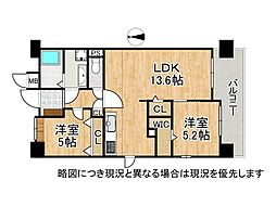 パレ東塚口1 2LDKの間取図画像