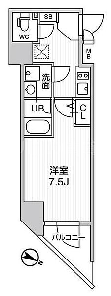 東京都品川区北品川2丁目(賃貸マンション1K・6階・25.81㎡)の写真 その2