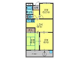 淀川中央マンション 3DKの間取図画像