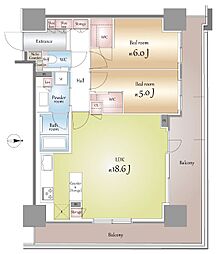 品川イーストシティタワー 2LDKの間取図画像