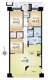 イクス・コア桜新町 3LDKの間取図画像
