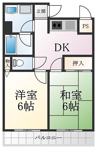 ラリーブ甲子園 ｜兵庫県西宮市今津水波町(賃貸マンション2DK・3階・37.07㎡)の写真 その2