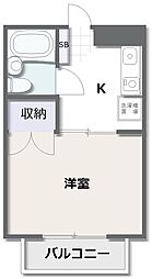 ブルーメンホーフ2 1Kの間取図画像