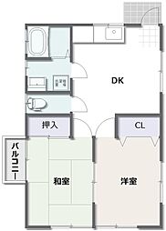 コーポY 2DKの間取図画像