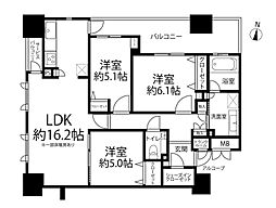 ウェリス・ジオ梅田レジデンス 3LDKの間取図画像