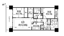 ローレルコート南草津 2LDKの間取図画像