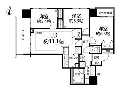 ブランズタワー南千住 3LDKの間取図画像