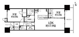 なんばセントラルプラザリバーガーデン 2LDKの間取図画像