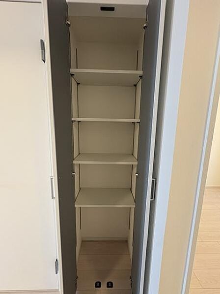 トイレ横の収納です。日用品の収納に活用できます。