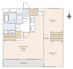 間取図画像 2LDK