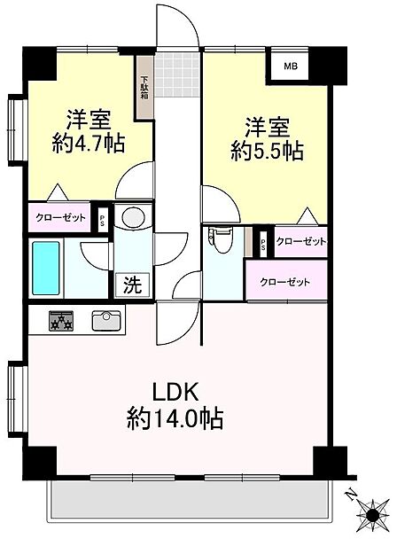 2LDK 間取り