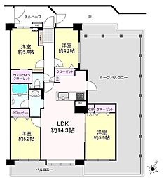 イトーピア武蔵浦和 4LDKの間取図画像