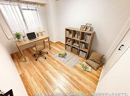 洋室 約5.0帖。ワークスペースや書斎としても使いやすい落ち着いた空間です。※CGにより家具を配置したイメージです。