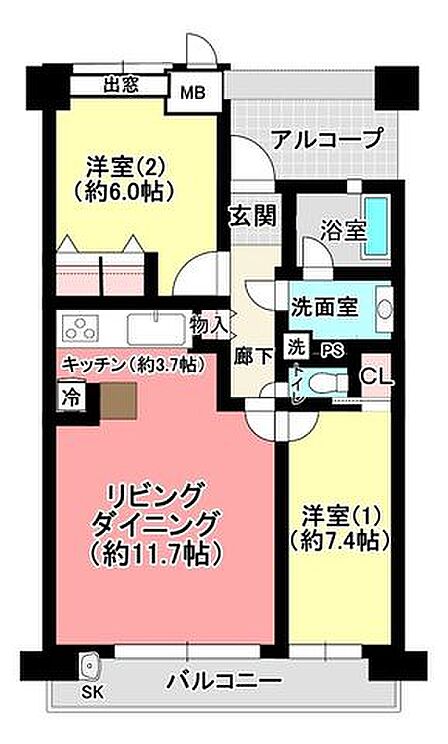2LDKの間取り