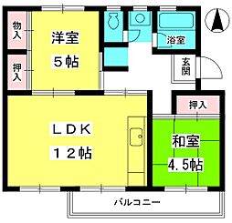 鈴蘭台第３団地５号棟 2LDKの間取り