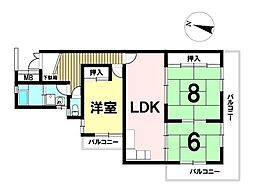 中川マンションB棟 3LDKの間取図画像
