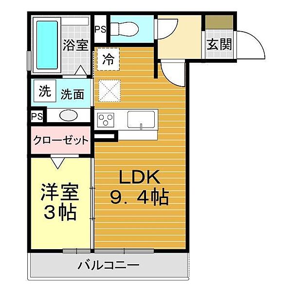 山口県下関市新地町(賃貸アパート1LDK・3階・33.30㎡)の写真 その2