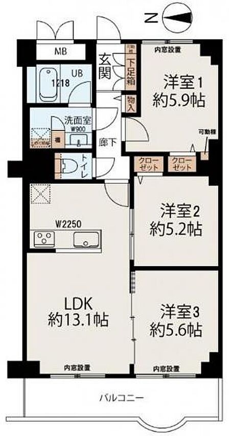 3LDK 間取り
