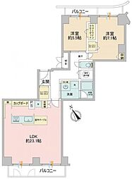 ベル・パークシティG棟 2LDKの間取図画像