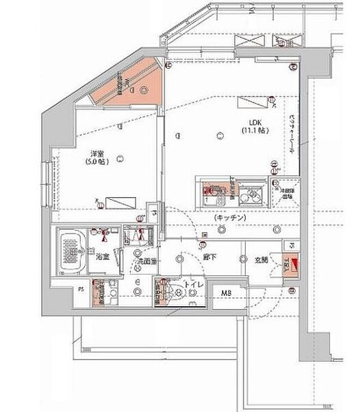 ハーモニーレジデンス神楽坂ヒルズsecond 209｜東京都新宿区山吹町(賃貸マンション1LDK・2階・40.66㎡)の写真 その2