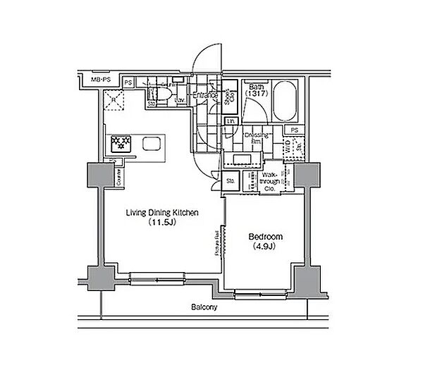 ザ・パークハビオ新宿 128｜東京都新宿区新宿６丁目(賃貸マンション1LDK・1階・40.21㎡)の写真 その2