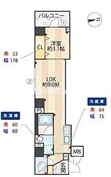 ズーム信濃町 3階1LDKの間取り