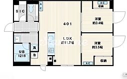 フレア代々木 2LDKの間取図画像