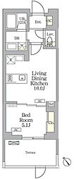 グランパーク千駄ヶ谷レジデンス 1LDKの間取図画像