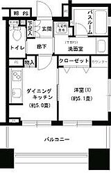 パークキューブ市ヶ谷 1DKの間取図画像