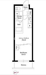 ハーモニーレジデンス新宿四谷 1DKの間取図画像