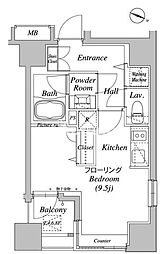 CasaSplendido一番町 ワンルームの間取図画像