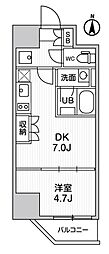 JR総武線 亀戸駅 徒歩2分の賃貸マンション 8階1DKの間取り