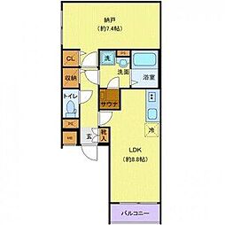 東京メトロ日比谷線 八丁堀駅 徒歩4分の賃貸マンション 1階1LDKの間取り
