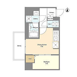 都営新宿線 菊川駅 徒歩3分の賃貸マンション 10階1DKの間取り