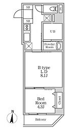 JR総武線 錦糸町駅 徒歩5分の賃貸マンション 6階1LDKの間取り