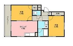 JR京葉線 新浦安駅 徒歩24分の賃貸アパート 2階2DKの間取り