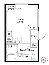 JR総武線 錦糸町駅 徒歩15分の賃貸マンション 2階ワンルームの間取り