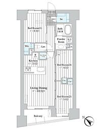 JR京葉線 八丁堀駅 徒歩5分の賃貸マンション 9階3LDKの間取り