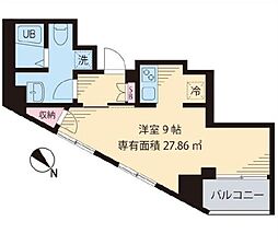 JR総武線 小岩駅 徒歩4分の賃貸マンション 8階ワンルームの間取り