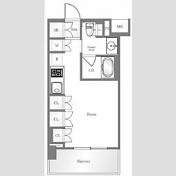 都営新宿線 菊川駅 徒歩4分の賃貸マンション 4階ワンルームの間取り