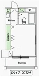グリーンホーム東京 ワンルームの間取図画像