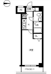 スカイコート錦糸町 1Kの間取図画像