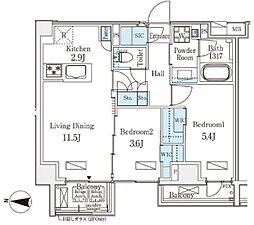 アクアレジデンス錦糸町 2LDKの間取図画像
