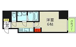 S-RESIDENCE小阪azure 14階1Kの間取り
