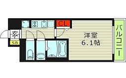 プレサンス緑橋ソレアス 8階1Kの間取り