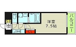 ファーストフィオーレ長田グランディール 14階1Kの間取り