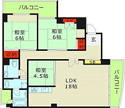 リードレジデンス網島 6階3LDKの間取り