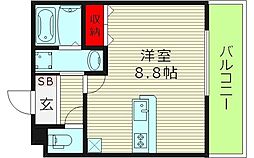 ヴィクトワール放出 1階ワンルームの間取り