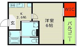 CLOUD放出 3階1Kの間取り